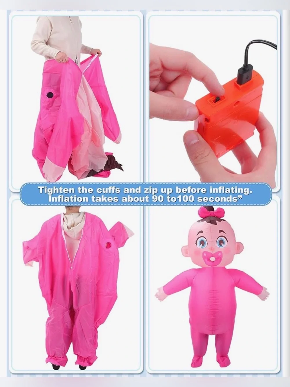 2 PCS Giant Inflatable Baby Costume - Gender Reveal Ideas Boy & Girl